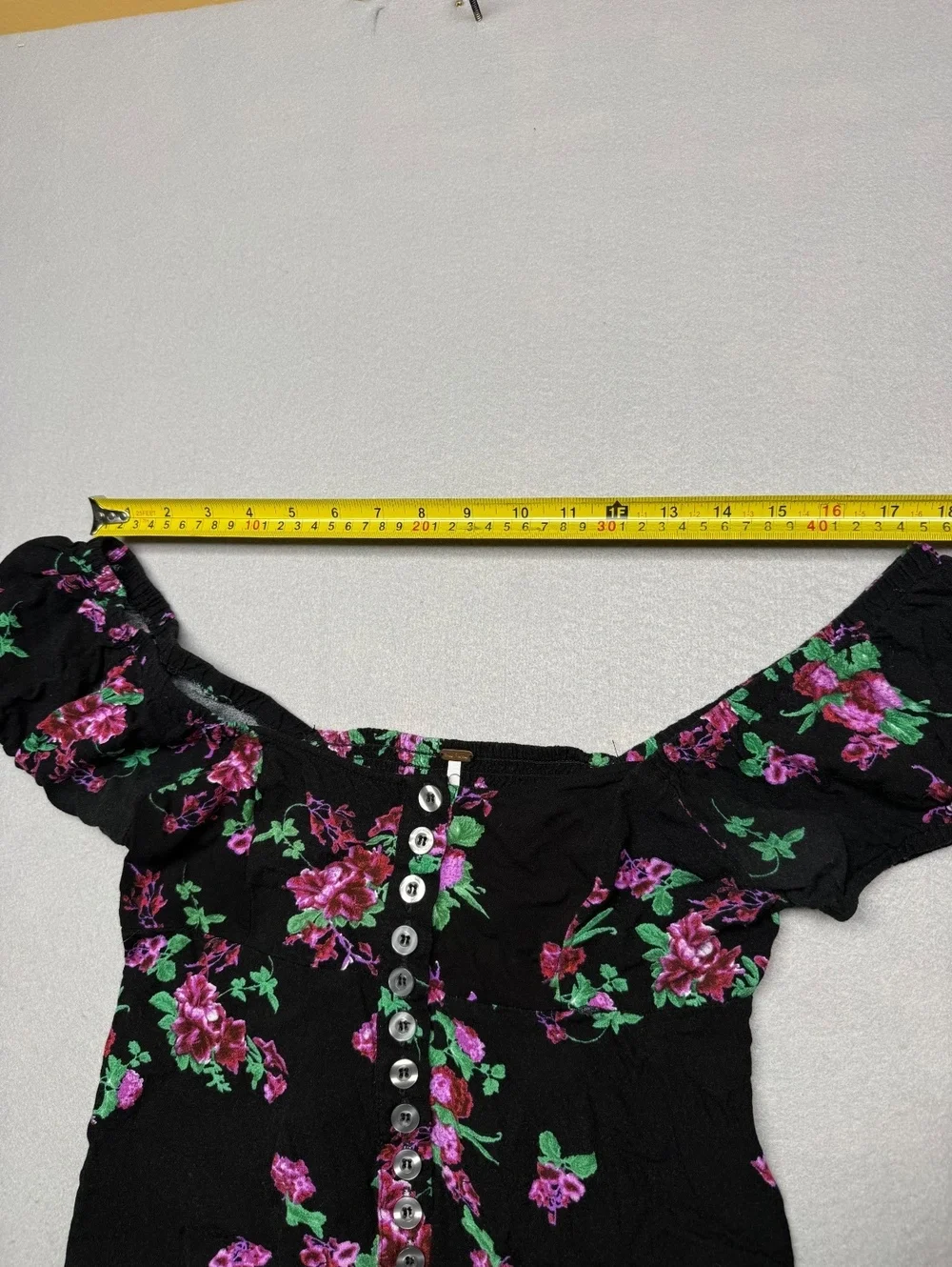 Free People Button-Up Top Women S Black Floral